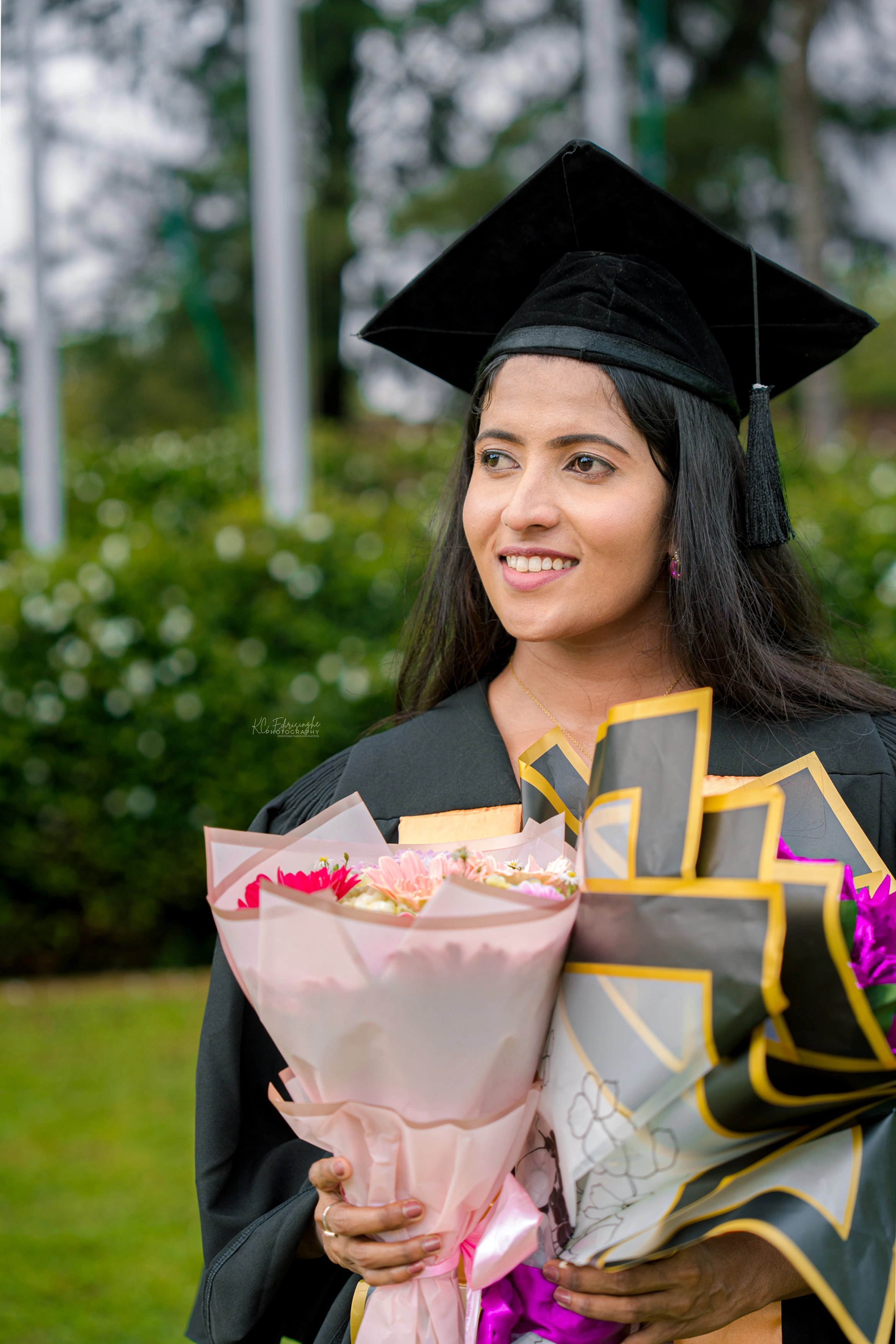 Editorial graduation portrait outside a university building in Colombo