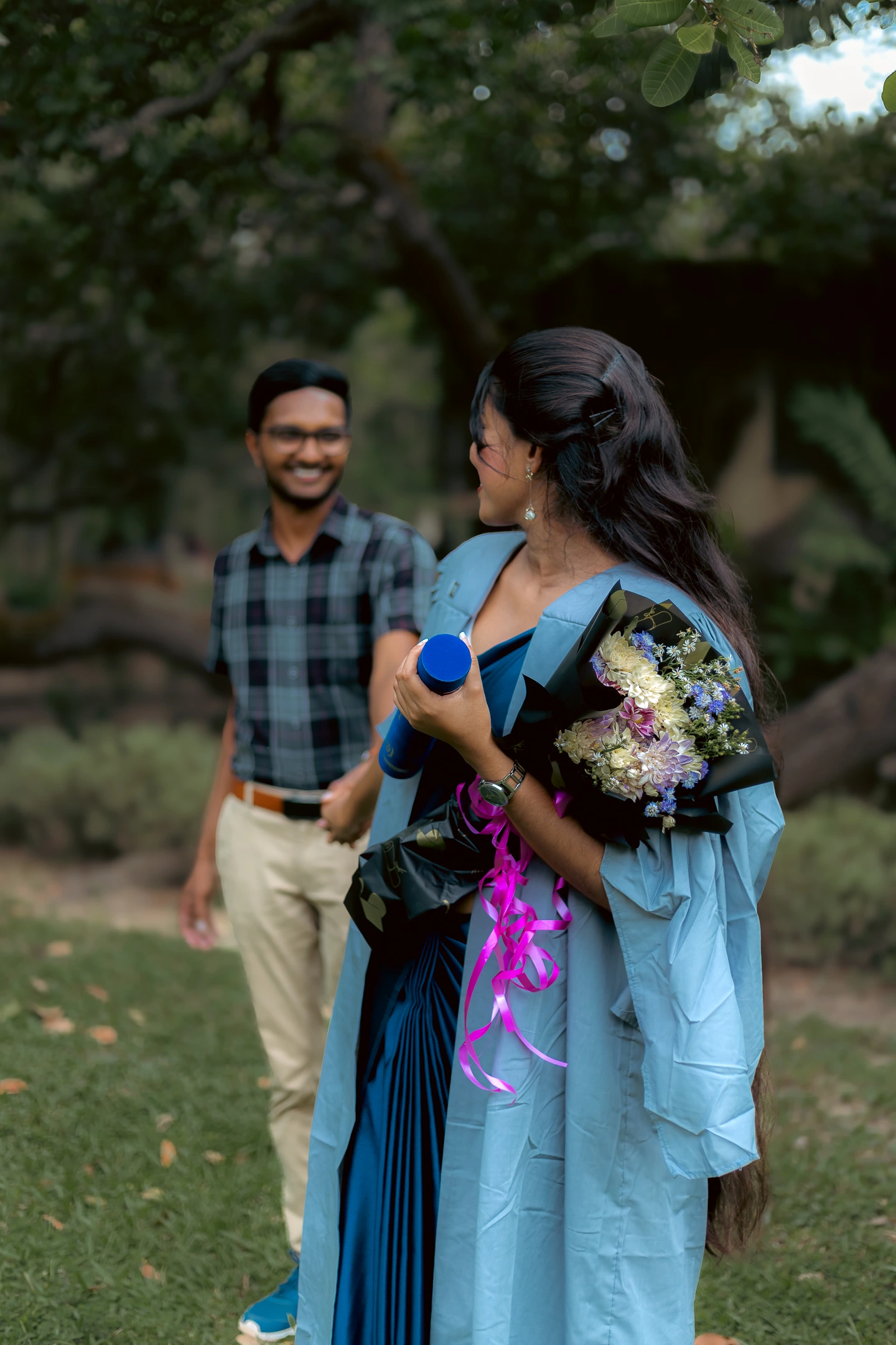 Editorial graduation portrait outside a university building in Colombo