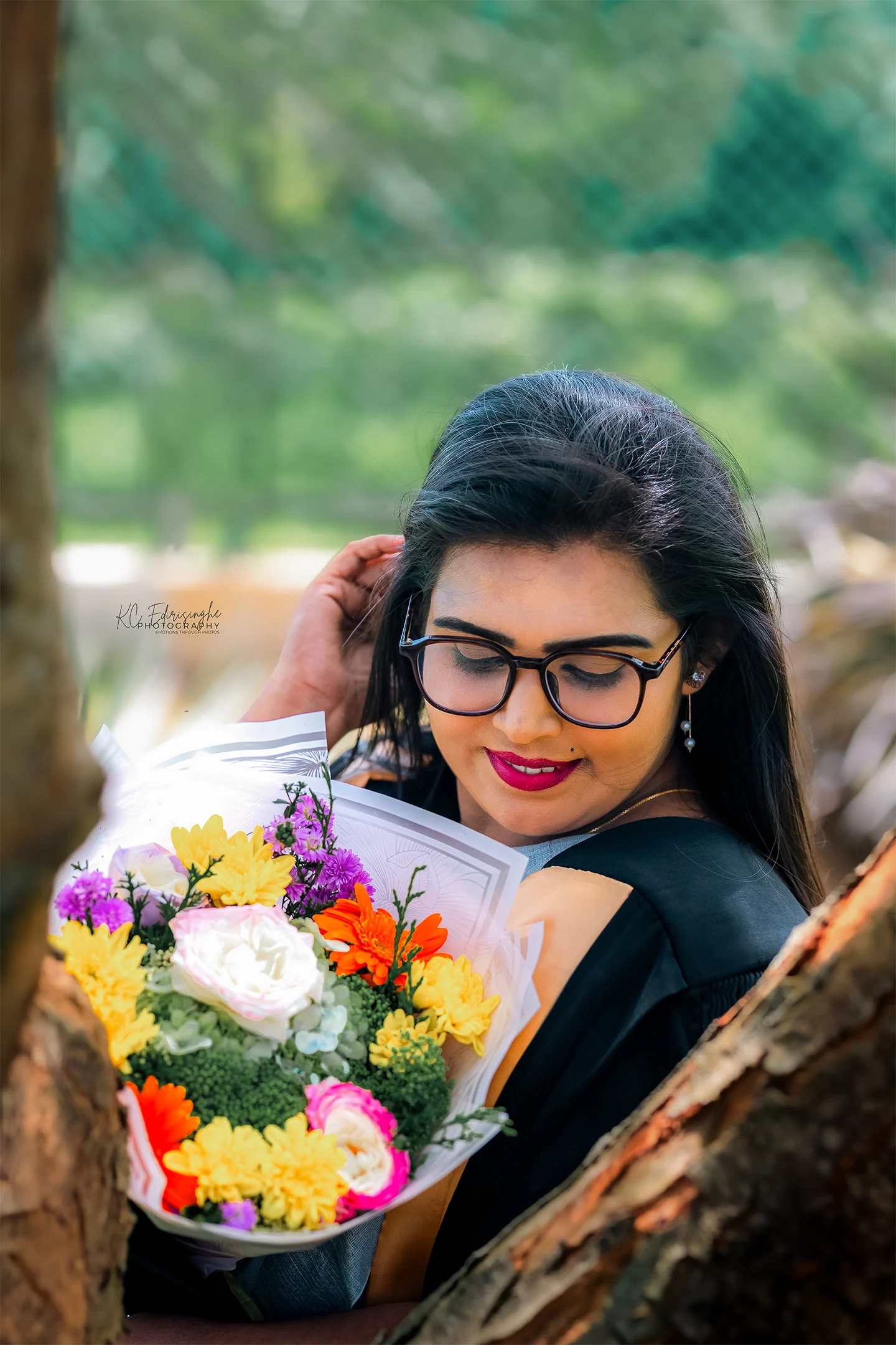 Editorial graduation portrait outside a university building in Colombo