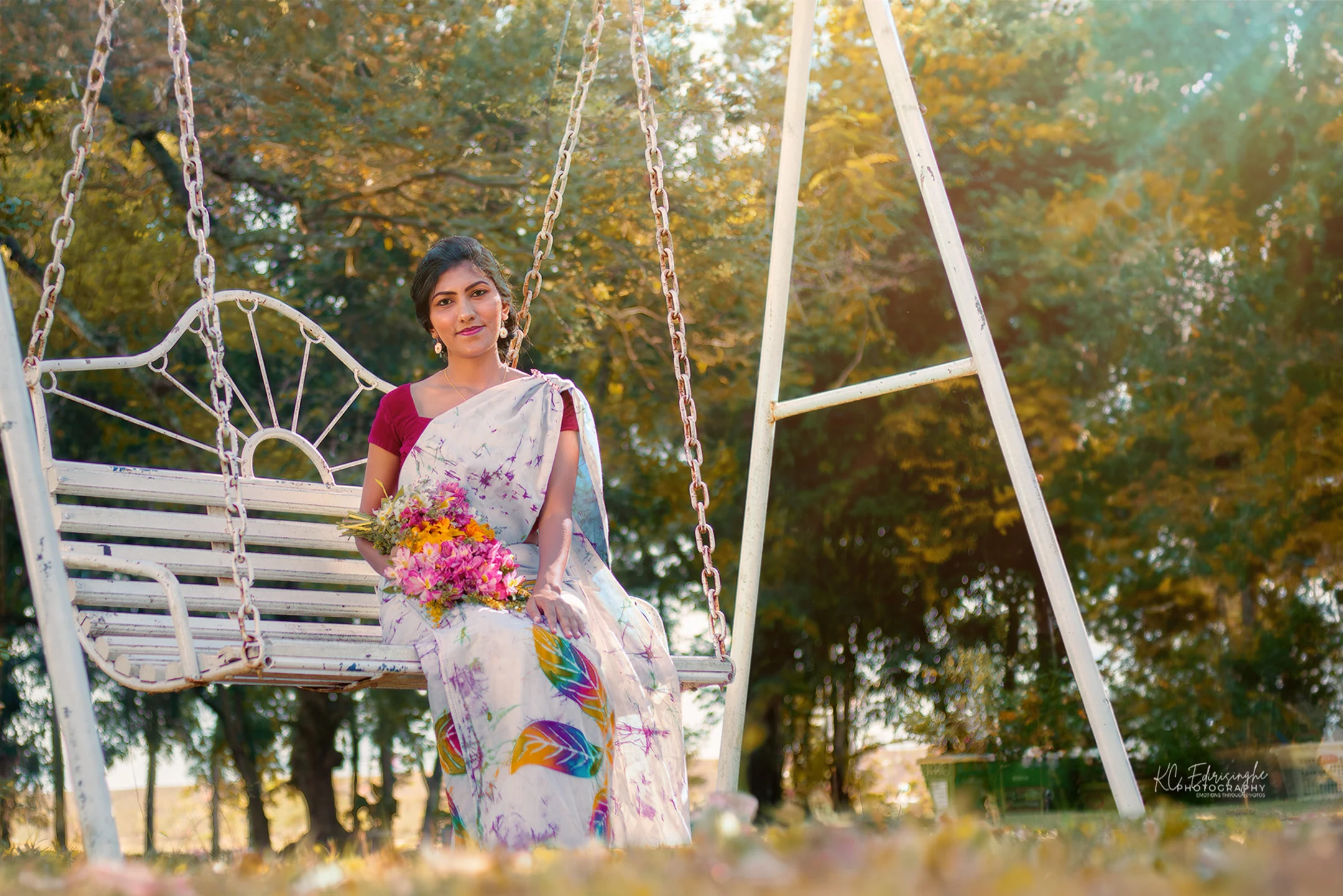 Sri Lankan couple walking together during a golden hour pre-shoot