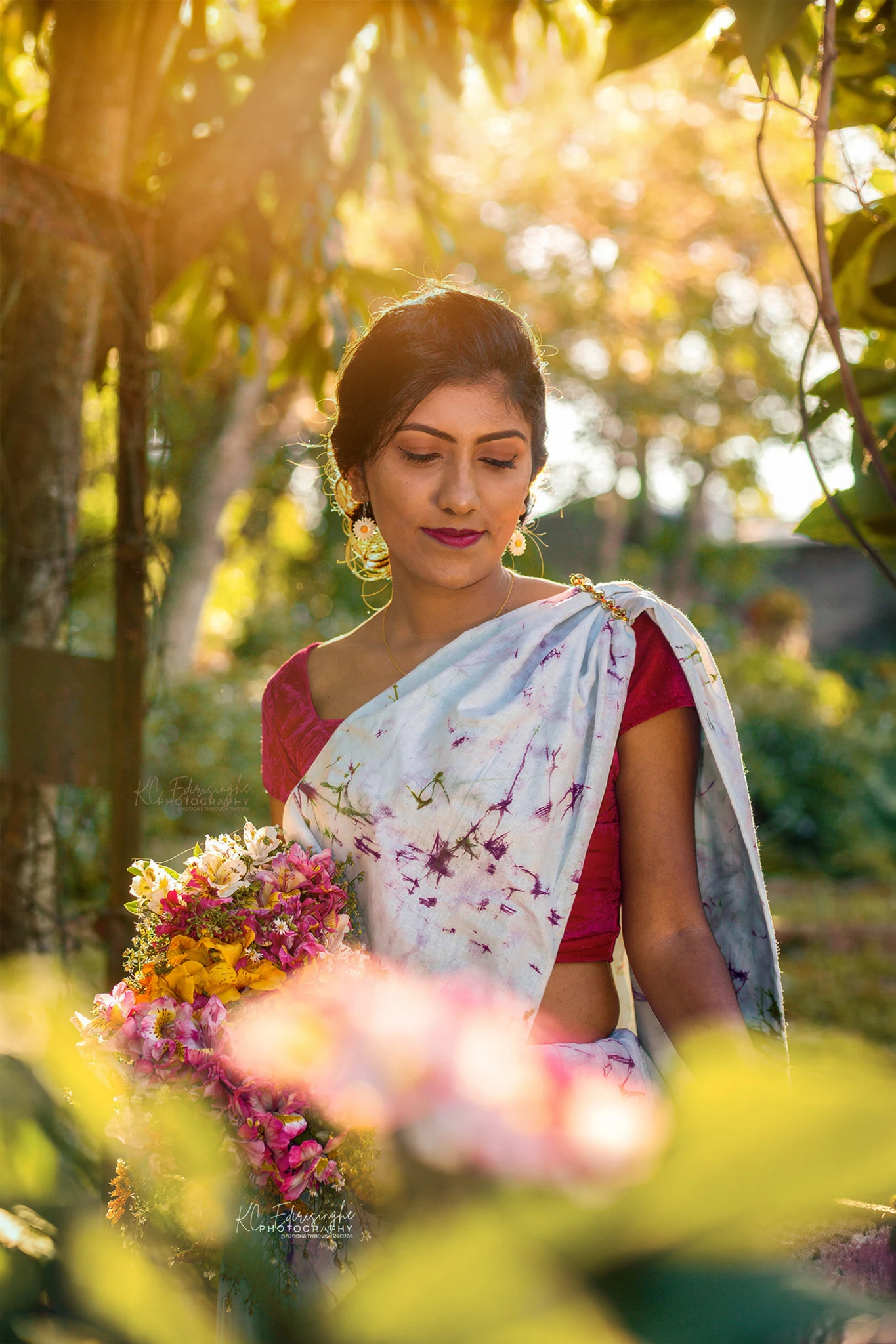 Sri Lankan couple walking together during a golden hour pre-shoot